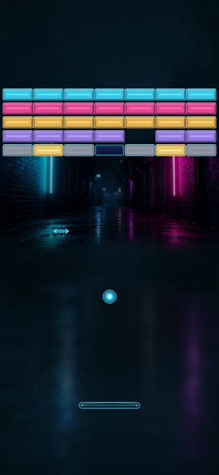 Neon Alley with the Wide power-up falling